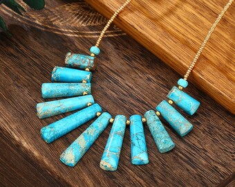 Turquoise Statement Necklace Turquoise Necklaces Statement Necklace for Woman Chunky Turquoise Necklace Statement Gemstone Necklaces Boho