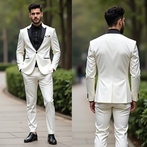 White 2 Piece Men Suit , Men Tuxedo Wedding Suit , Plus Size Party Suit , Event Groomsmen Formal Clothing