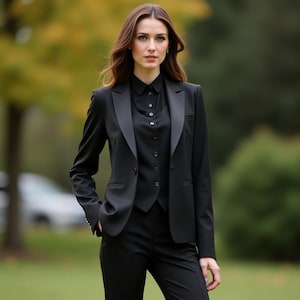 Women Black 2 Piece Pant Suit ,  Formal Two Piece Women Suit , Wedding Guest Suit , Jacket And Trouser