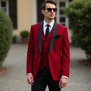 Luxury Men 3 Piece Tuxedo Suit , Men Wedding Suits , Plus Size Event Suits , Groomsmen Formal Clothing