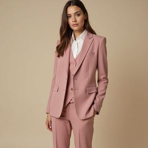 Costume 3 pièces beige pour femme , Costume pantalon de bal de promo femmes , Costume 3 pièces femme , Costume pantalon formel femme
