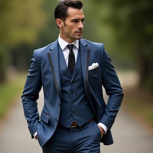 Wedding 3 Piece Suit Men , Vest Suit Men , Tuxedo Jacket Men , Plus Size Event Custom Suit