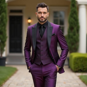 Men 3 Piece Tuxedo Suit , Wedding Plus Size Suit , Partywear Suit Jacket Men