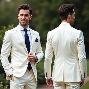 Premium Luxury White 2 Piece Men Suits , Vest Suit Men , Tuxedo Wedding Suits , Plus Size Event Groomsmen Formal Suits