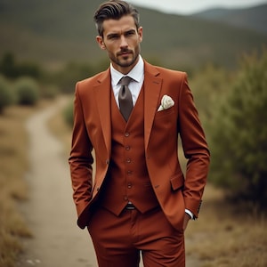 Men 3 Piece Tuxedo Suit , Wedding Custom Suit , Plus Size Classic Suit Men ,Groomsmen Formal Clothing