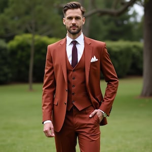 Men 3 Piece Tuxedo Wedding Suit , Plus Size Formal Event Suit , Groomsmen Suit