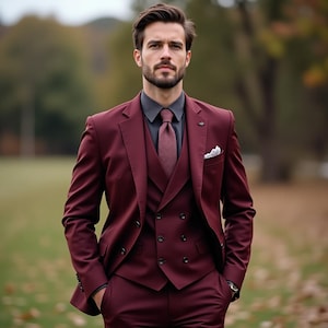 Men 3 Piece Wedding Suit - Plus Size Formal Event Suit - Groomsmen Suit - Men&#39;s Clothing
