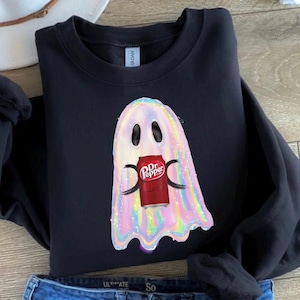 Glitter Ghost Dr Pepper PNG, Coquette Halloween Design, Iridescent Ghost Design, Halloween PNG, Girly Halloween Png, Cute Ghost Png