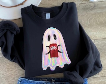 Glitter Ghost Dr Pepper PNG, Coquette Halloween Design, Iridescent Ghost Design, Halloween PNG, Girly Halloween Png, Cute Ghost Png