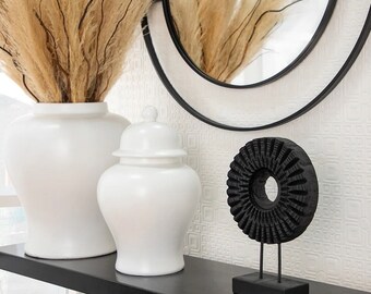 Wooden Abstract Table Top Disc-Black