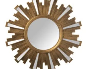 Round Radiant Gold Starburst Mirror