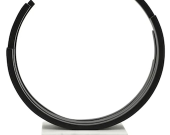 Metal Abstract Sculpture w/ Marble Base - Black