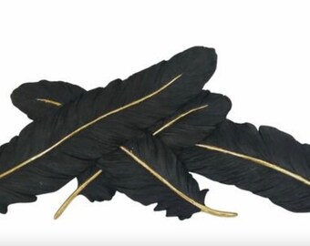 Abstract Goose Feather Wall Decor - Black & Gold