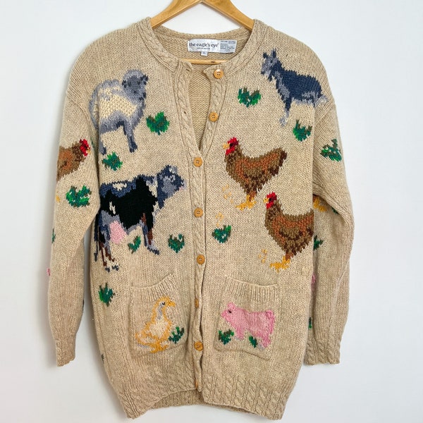 Vintage Knit Farm Animal Cardigan