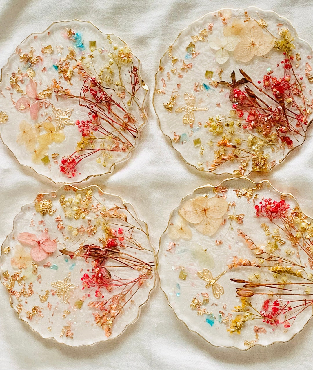 Resin Floral Coaster White Tea / Coffee Gift for Tea Lover Etsy