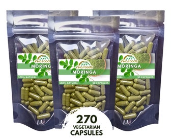 Peruvian Moringa Capsules - Miracle Tree - Drumstick Tree - 3-Pack, 500 mg, 90 Day Supply - 270 Vegetarian Capsules - FREE Shipping