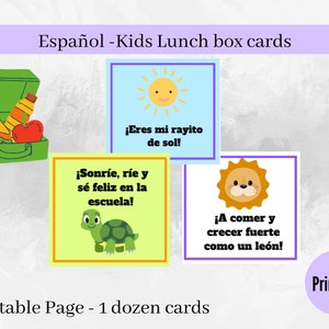 Brotdose Notizen für Kinder - EN ESPAÑOL -PRINTABLE