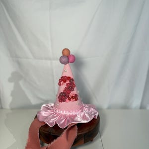 Customizable Pink Birthday Hat | Felt Birthday Hat | Baby Girl Birthday Hat | First Birthday Hat | Party Hat | Kids Party Hat