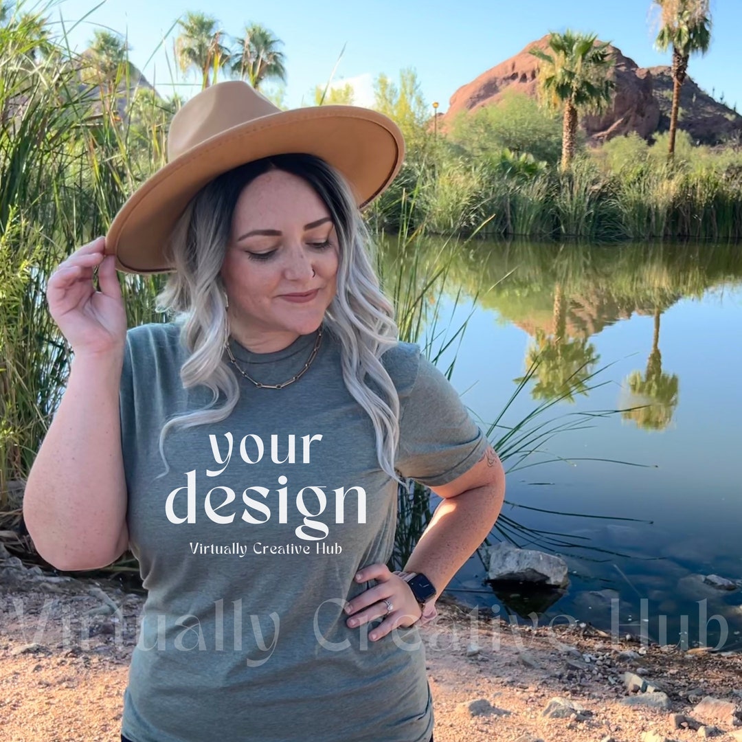 Heather Military Green Tshirt Mockup Gildan G640 Softstyle Etsy