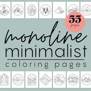 Monoline Minimalistische Malvorlagen, Geschenk für Erwachsene und Kinder, Boho Malbuch, Minimalistische Vorlage, Schwarzweiß Malbuch