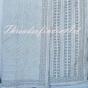 Indian Hand Block Printed Quilt Reversible Cotton Quilt, Handmade Soft Quilt Quilted Bedspread Throw Traditional Quilt kantha bedding Quilt