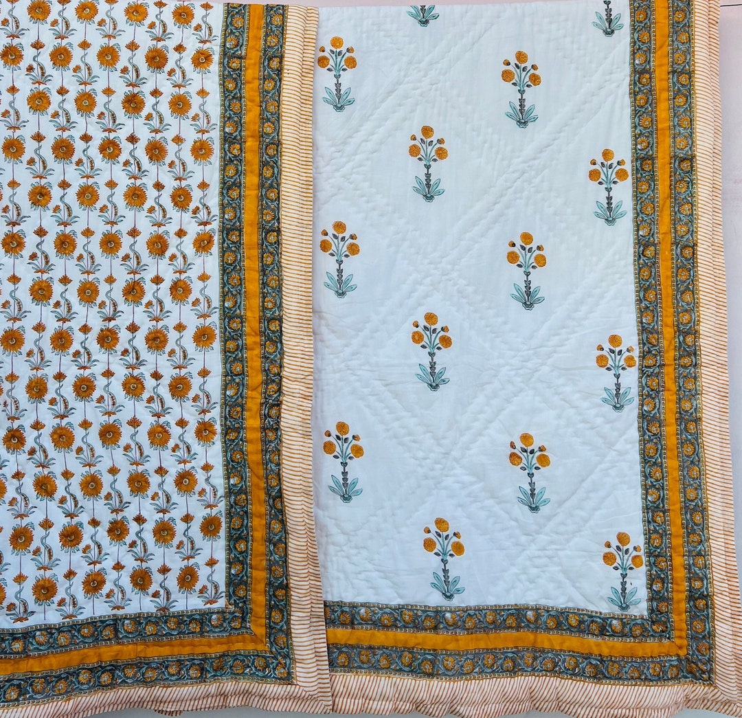 Reversible Quilt Soft Cotton Quilt Hand Block Print Quilt Etsy