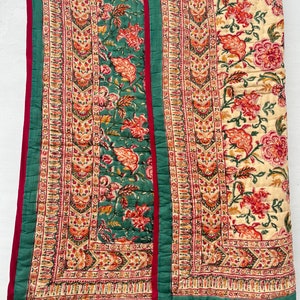 Indian Cotton Bedding Quilt, Hand Block Print Floral Blanket, Lightweight Throw Bedspread, Twin Size Bed Comforter, Quilts For Home Decor