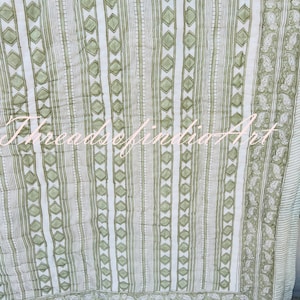 Indian Jaipuri Hand block Print Quilt Reversible Quilt Cotton Handmade Floral Quilt, Bedspread Comforter Kantha Quilt Throw Blanket Quilt
