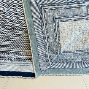 Hand Block Print Cotton Quilt Ac Dohar Handmade Floral Blanket Reversible Quilted bedding Comforter Indian blankets and Throws Gift for Home