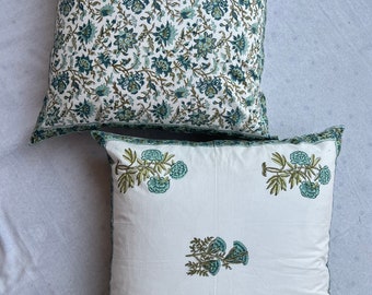 Amtb Federa Per Cuscino In Lino Spesso Con Stampa Floreale Boho - Fatto A Mano Con Cerniera - 55,8 Cm - 2