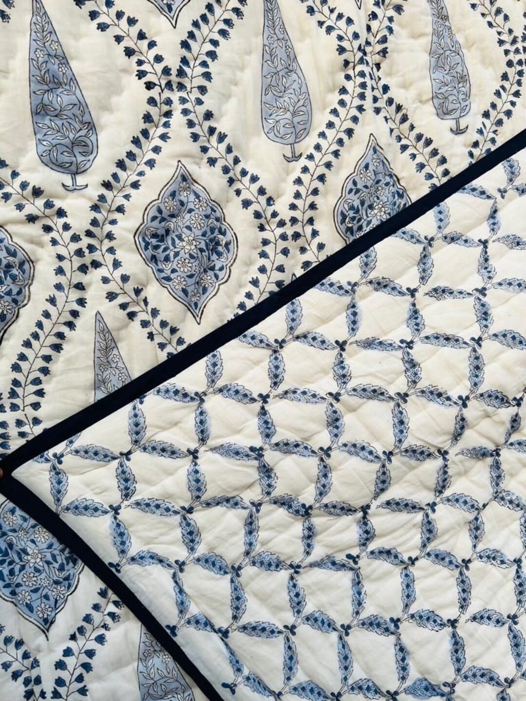 Anokhi Indian Jaipuri Block Print Quilt Printed Reversible Razai Cotton