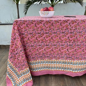 Indian Block Print Tablecloth,Cotton Floral Vintage Tablecloth,Rectangle Table cover, Dining Tablecloth Housewarming gift ,Wedding gift Home