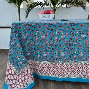 Indian Block Printed Tablecloth,Cotton Floral Tablecloth, boho cotton tablecloth ,Dining Table Decor, Wedding Tablecloth, Party Decor