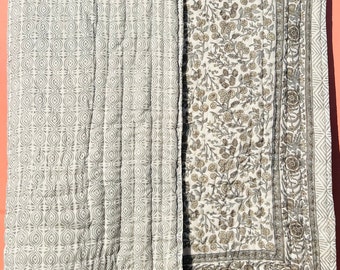 New Hand Block Print Cotton Quilt Reversible Indian Quilt New Floral Print Quilt