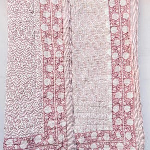 Hand Block Print Cotton Quilt, Reversible Floral Bedding Throw Blanket, Handmade Queen Size Bed Cover, Jaipuri Boho Bedspread Comforter