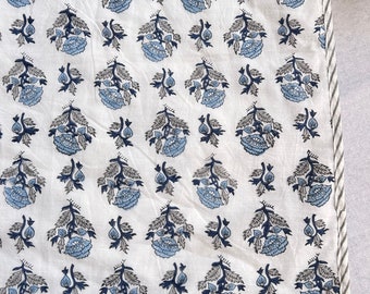 Indian Block Print Cotton Quilt Jaipuri Reversible Queen Size Blanket Handmade Floral Quilt Dohar