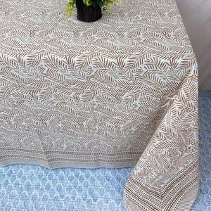 Indian Hand Block Print 100% Cotton Tablecloth, Cover Linen Set, Wedding Tablecloth, Rectangle Floral Dining Table Cover, Party Decor, Gifts