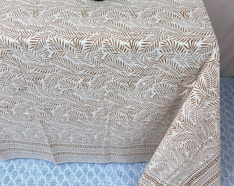 Indian Block Printed Cotton Tablecloth, Rectangle Floral Table Cover