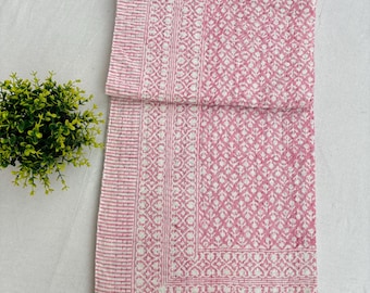 Colcha Kantha hecha a mano con estampado floral en bloques: Colcha de algodón estilo boho tamaño Queen