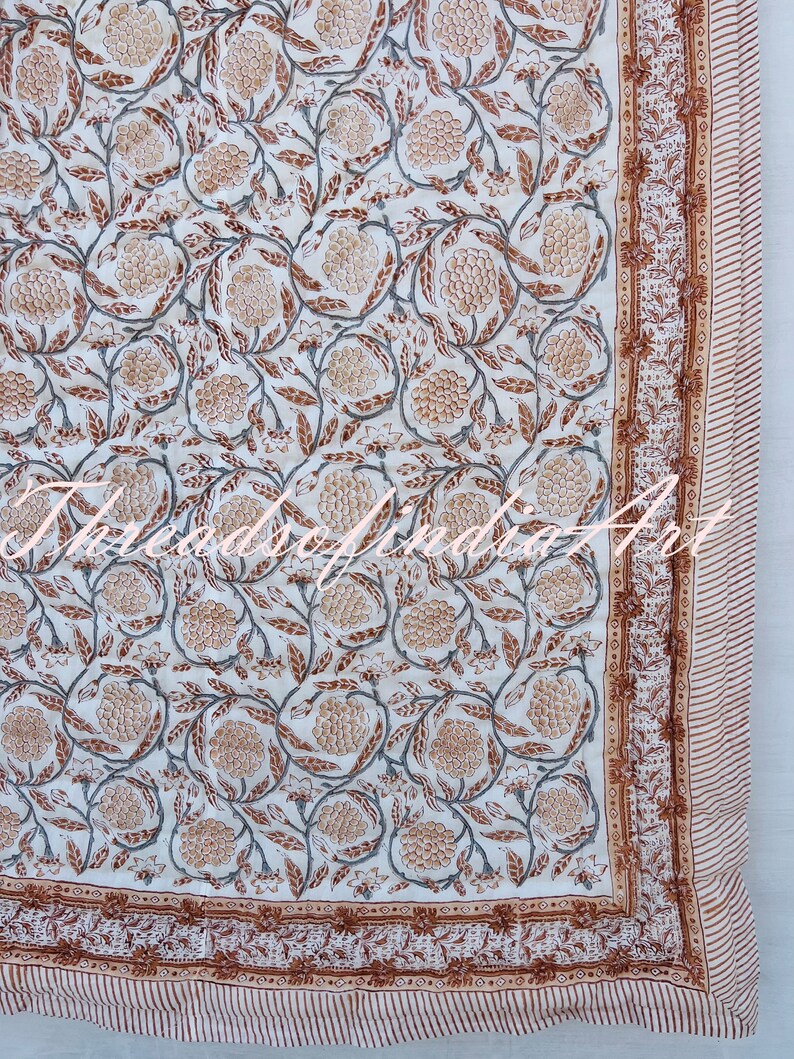 Winter Warm Razai Quilt, Bedspread Quilt Ethnic Hand Block Print Coverlet Quilt Blanket100