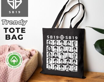 Bolsa de tela SB19 Portrait in the Dark, elegante bolsa de algodón, regalo para A'tin, bolsa de tela A'tin, bolsa SB19, bolsa SB19, regalo para fans de SB19, merchandising de SB19
