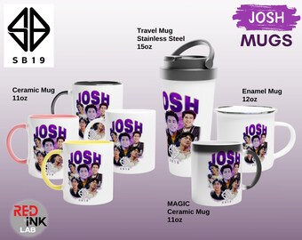 Tazas SB19 Josh Happy Faces PPOP Taza de cerámica SB 19 Josh Taza de esmalte SB19 Taza mágica Taza de viaje de acero inoxidable SB19 Merch A'TIN Regalo para fanáticos