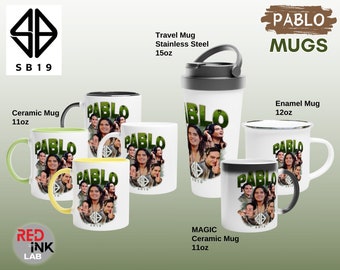 Tazas SB19 Pablo Happy Faces PPOP Taza de cerámica SB19 Pablo Taza de esmalte SB19 Taza mágica Taza de viaje de acero inoxidable SB19 Merch A'TIN Regalo para fans