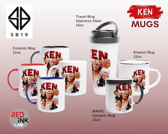 Tazas SB19 Ken Happy Faces PPOP Taza de cerámica SB19 Ken Taza de esmalte SB19 Taza mágica Taza de viaje de acero inoxidable SB19 Merchandising de Ken Regalo para fanáticos de A'TIN