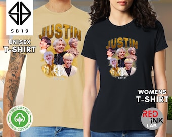 Camiseta SB19 unisex para mujer, camiseta SB19 Justin, caras felices, camiseta filipina PPOP, camiseta SB19 Justin, mercancía SB19, regalo para fans de A'TIN, camiseta de concierto SB19 Justin