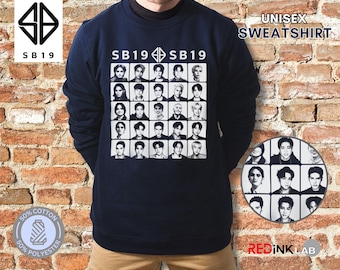 Sudadera unisex SB19 con estampado gris y recortes, SB19, filipino, PPOP, algodón y poliéster, regalo para fanáticos de SB19, sudadera pesada y elegante, regalo Atin Mahalima