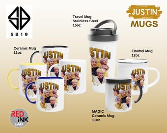 Tazas SB19 Justin Happy Faces PPOP SB19 Justin taza de cerámica SB19 taza de esmalte taza mágica SB19 taza de viaje de acero inoxidable SB19 Merch A'TIN Gift