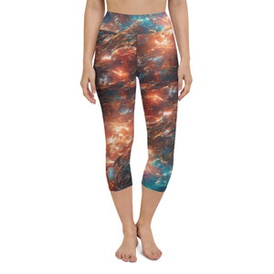 Aqueous Copper Veil Capri Yoga Leggings
