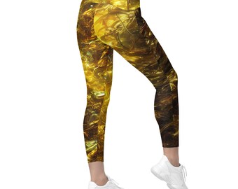 Twisted Gold Leggings with Pockets