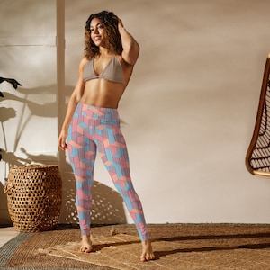 Tessellated Stitch Colorful Optical Illusion Yoga Leggings